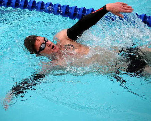 Picture of a swimmer doing the backstroke 