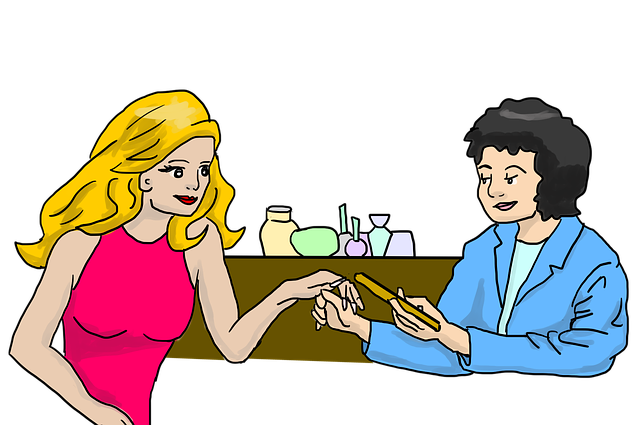 Picture of an illustration of a beautician and a client 