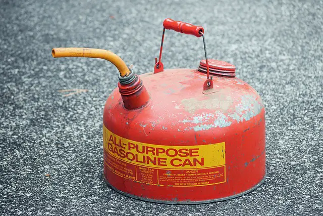 picture of highly flammable all-purpose gasoline can