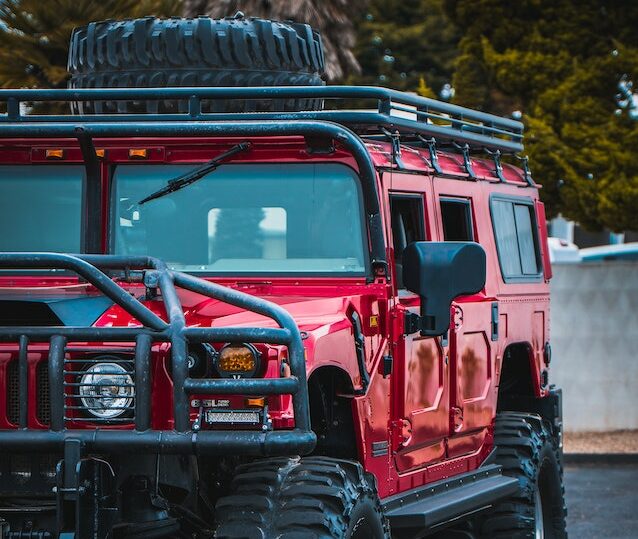 Picture of a red hummer h2