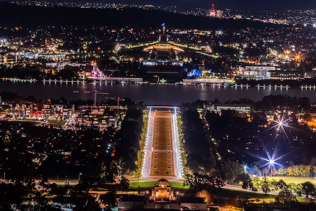 Picture of Canberra during night time