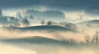 Picture of a hillside covered in fog