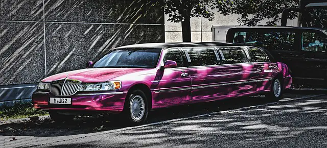 Picture of a pink limousine 
