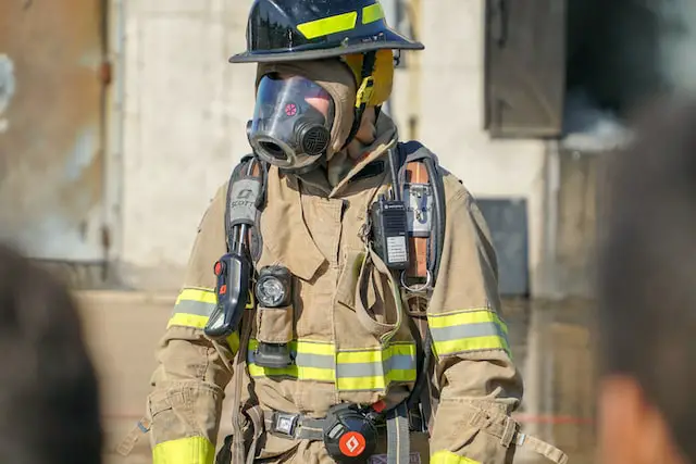 picture of a fireman waring nonflammable uniform