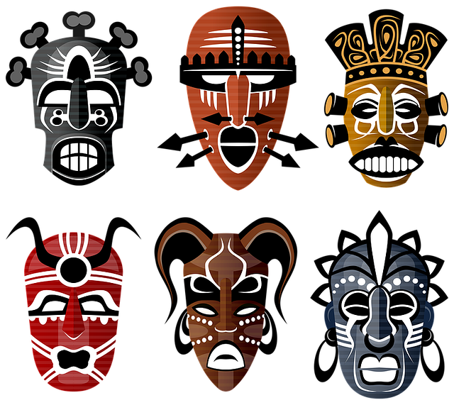 Picture of different tribal African masks
