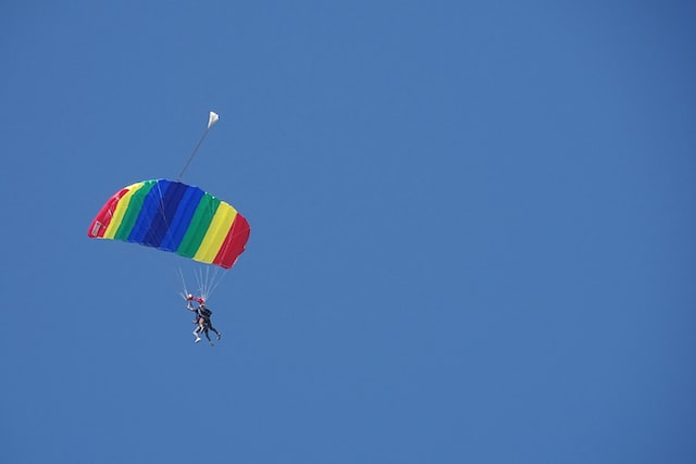 Picture of  two persons parachuting