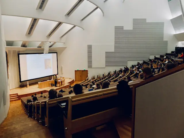 Picture of students sitting in an auditorium 