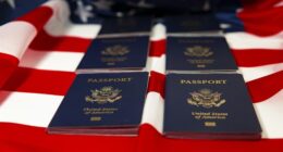 Picture of passports on a national flag