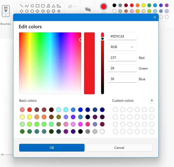 Picture of a color palette 