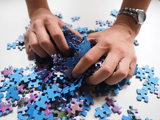 Picture of a person handling puzzle pieces 