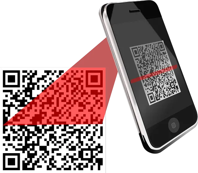 Picture of a QR code being scanned