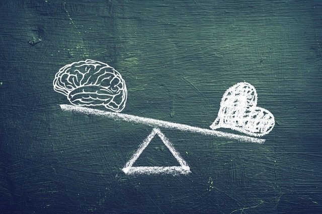 picture of the brain and the heart on a see-saw
