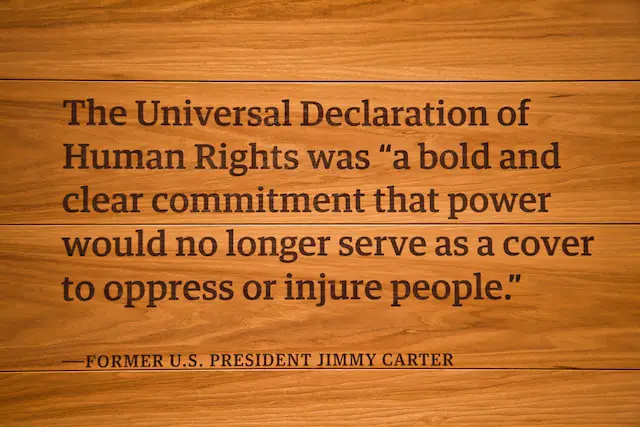 Picture of a statement about human rights by president Jimmy carter
