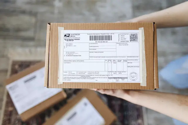 Picture of a package delivered via express shipping