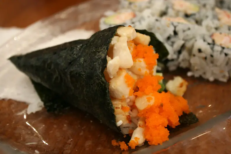 picture of a hand roll sushi 