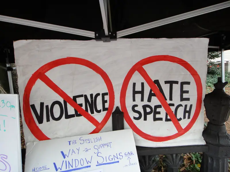 picture of a poster advocating against hate speech 