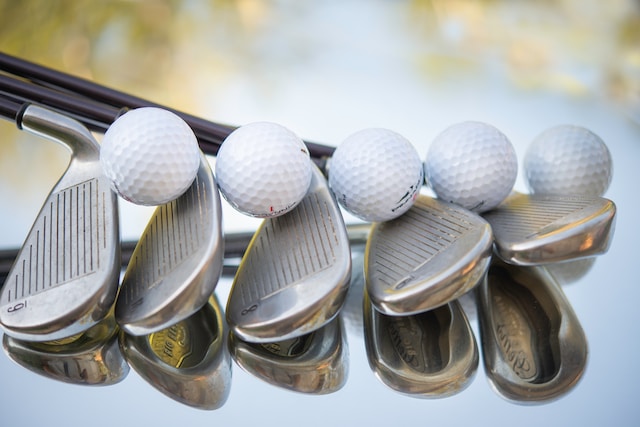 Picture of several golf clubs
