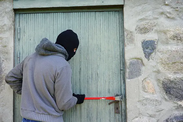 picture of a thief trying to break a door