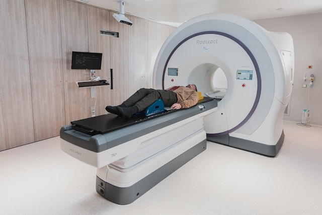 picture of a patient being sent into a MRI machine 