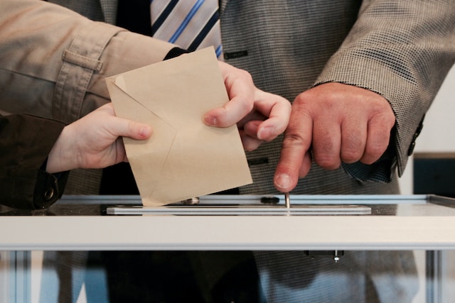 Picture of a person casting his vote