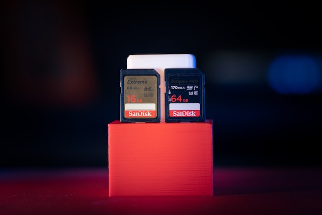 picture of two sandisk memory cards
