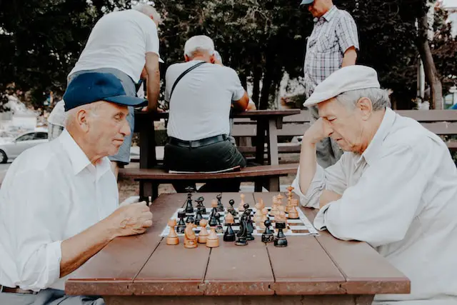 picture of two elderly people playing chess