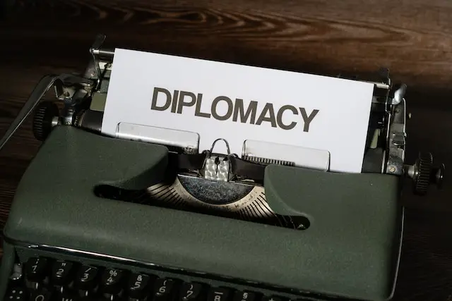 picture of a typewriter with the words diplomacy 