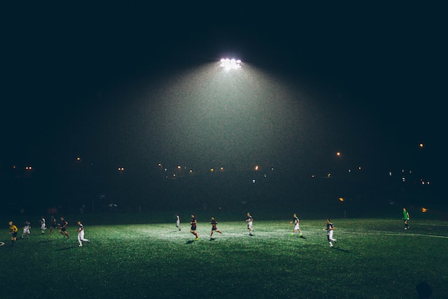 picture of a floodlight at a football match