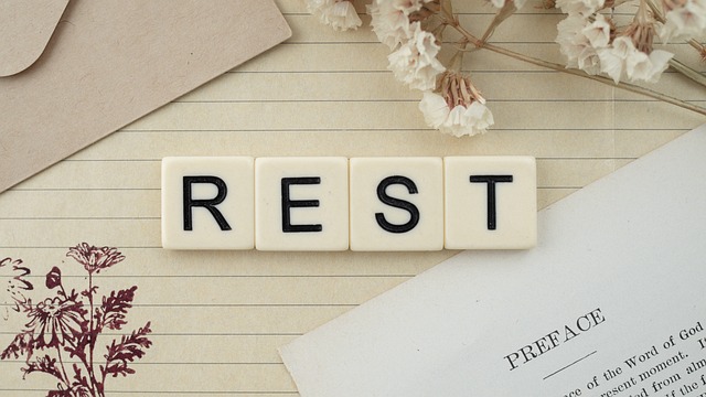 picture with the words "rest"