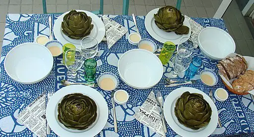 picture of artichoke on a table 