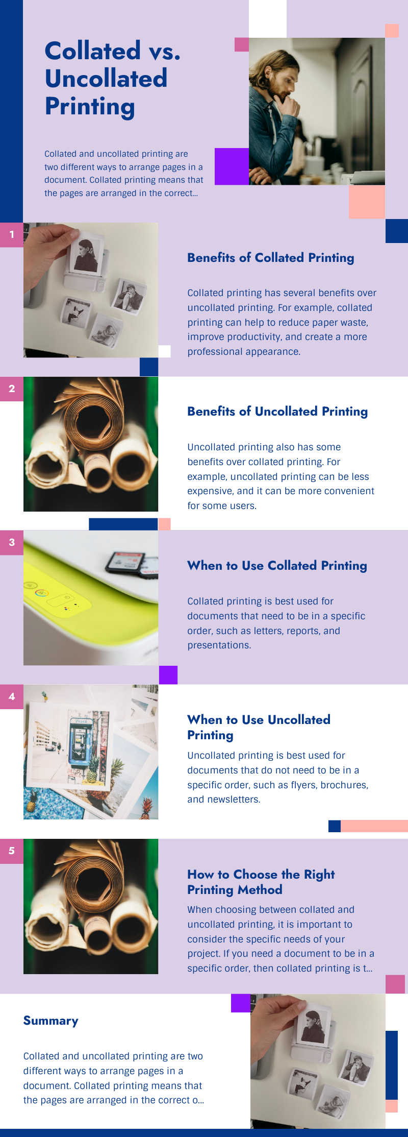 infographic for collated vs uncollated printing 
