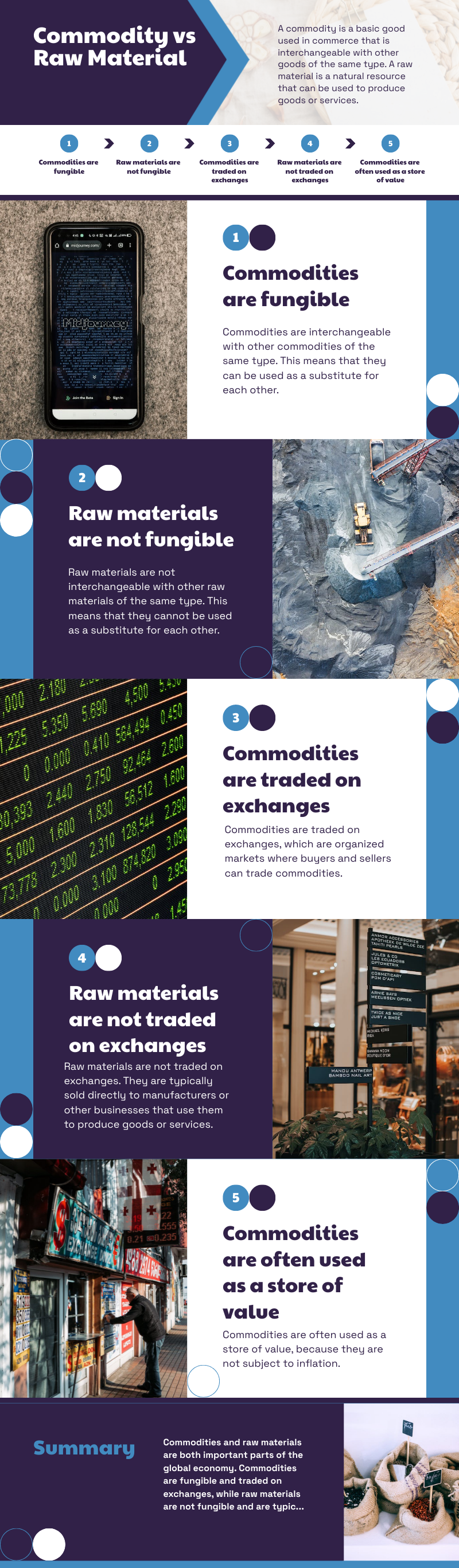 infographic for commodities vs raw materials 