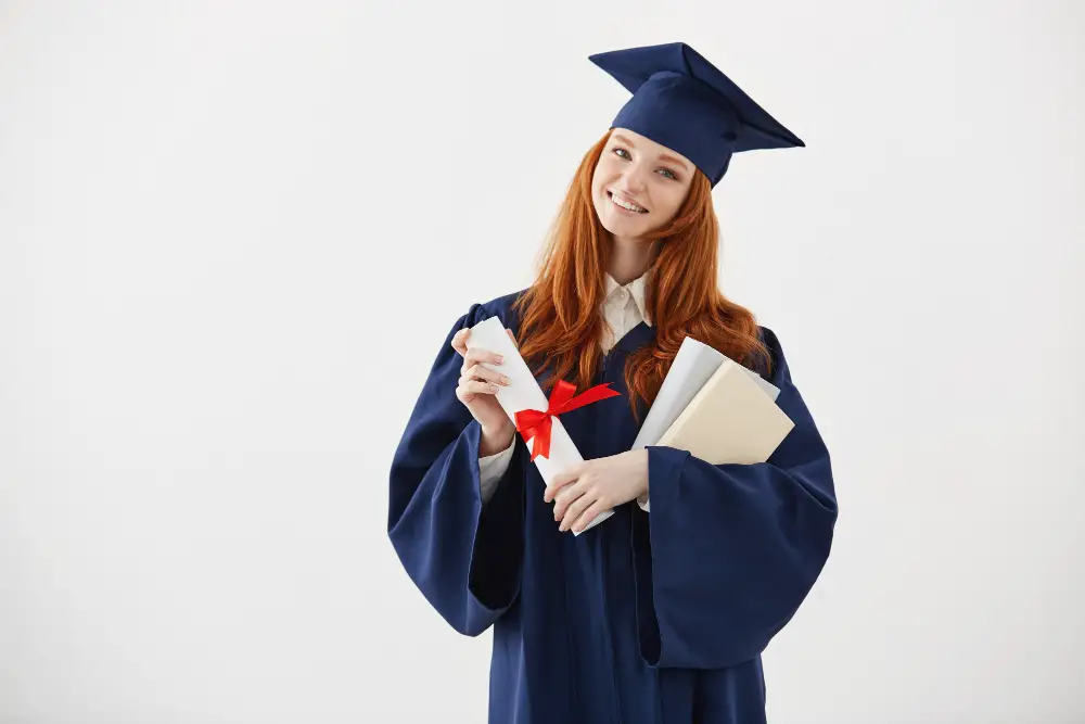 A student who has completed her graduation